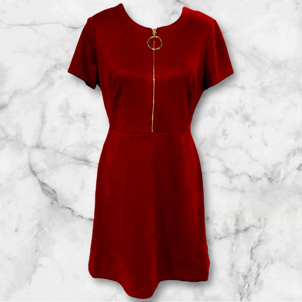 Calvin Klein faux suede burgundy dress size 12